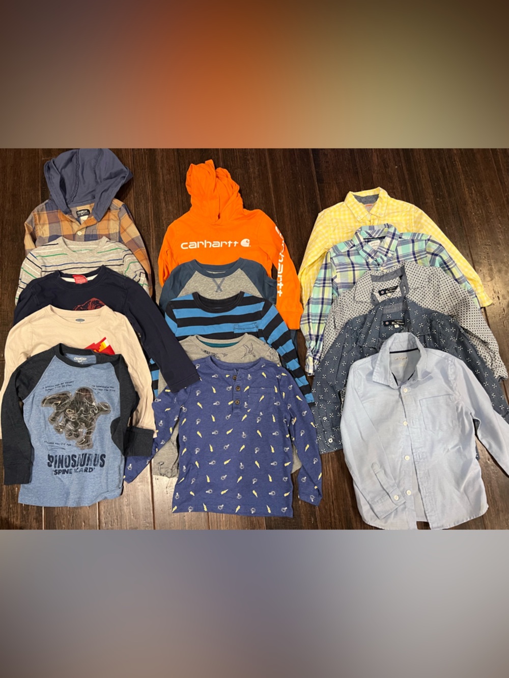 Lot of 15 Long Sleeve 4T Boys Shirts Button Downs Gap Oshkosh Fall Winter Spring